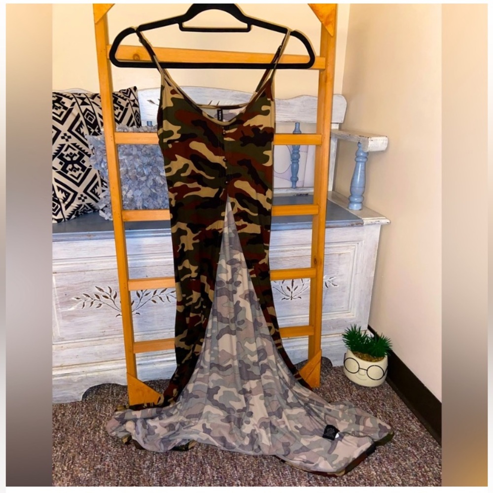 Camo open front dress